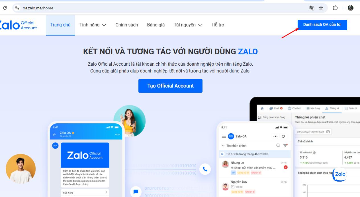 zalo oa đăng nhập