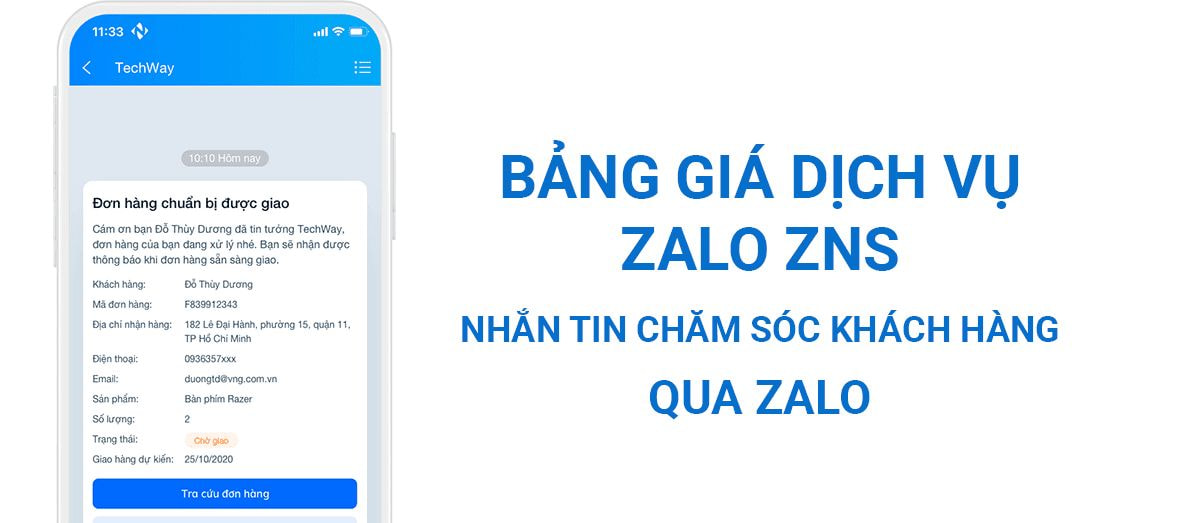 Bảng giá zalo ZNS