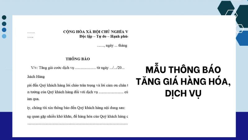 mẫu thông báo tăng giá sản