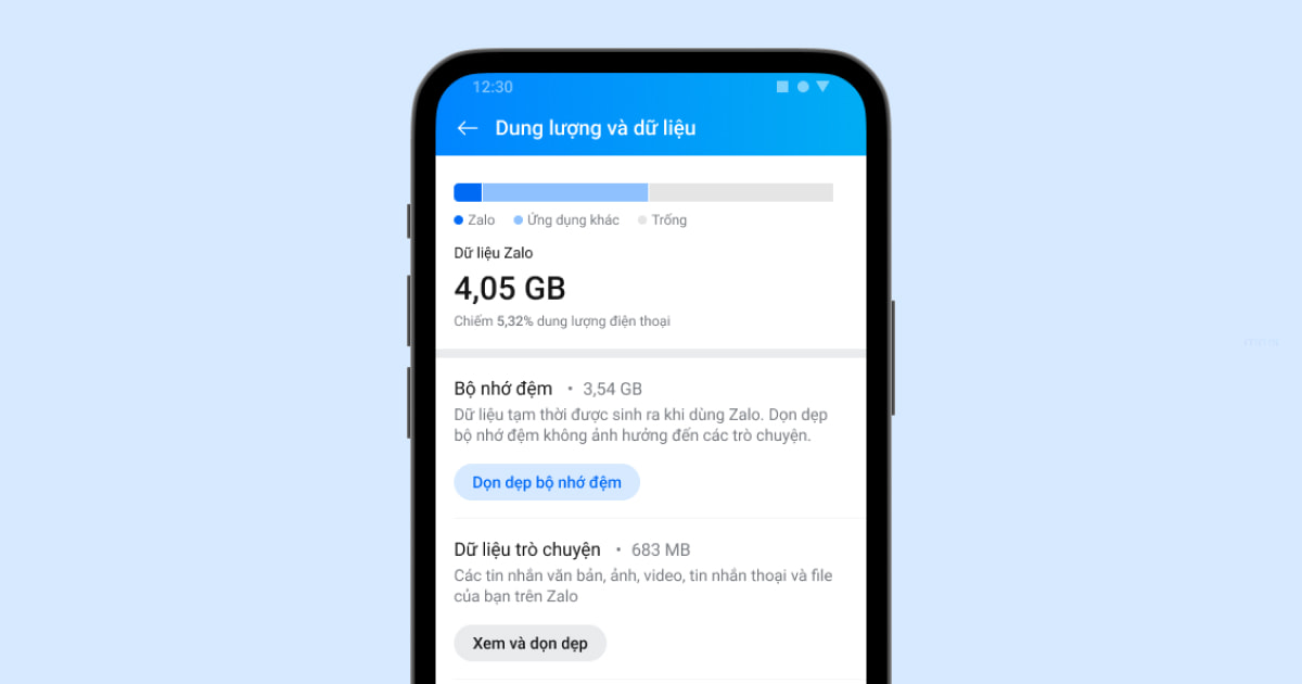 quản lý dữ liệu Zalo