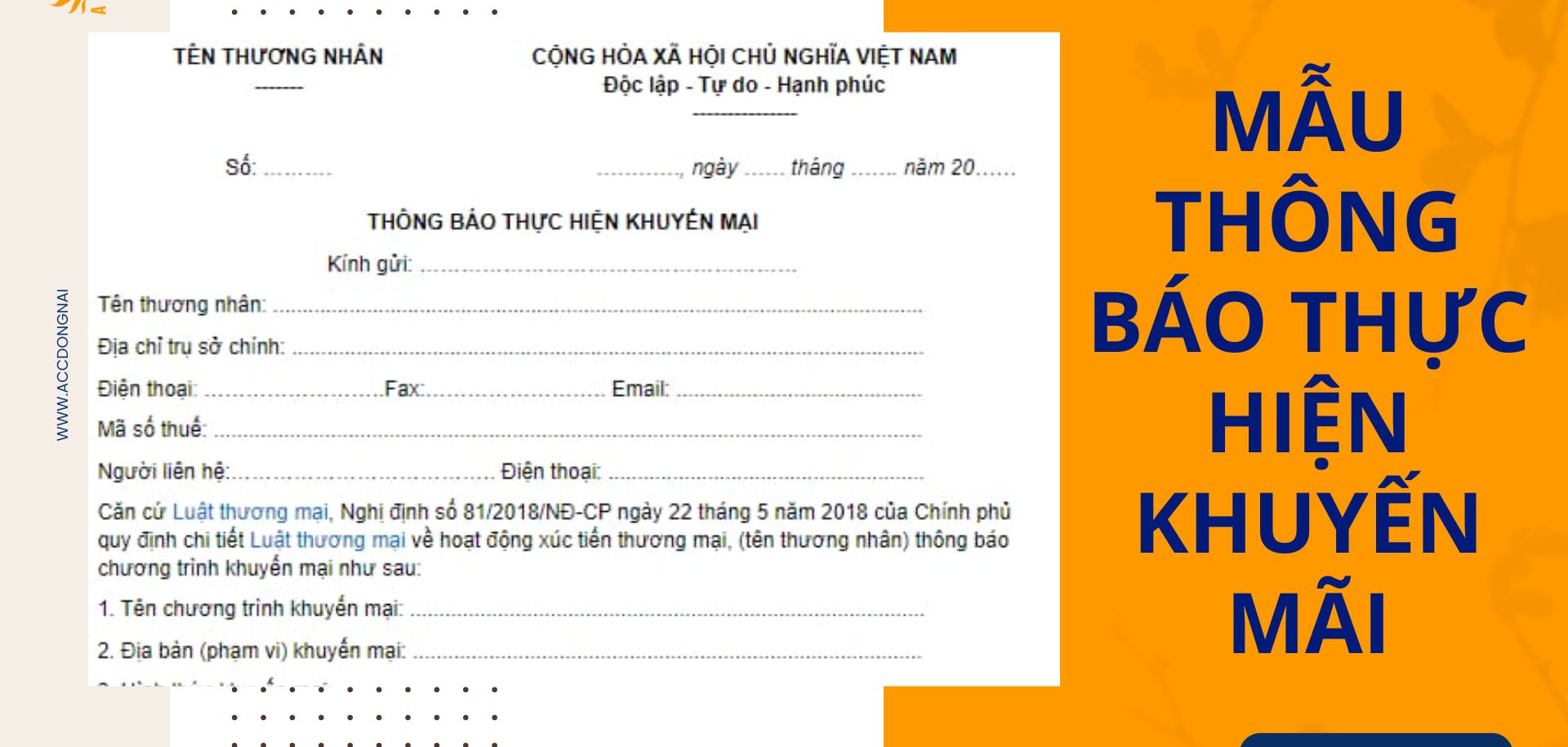 Mẫu thông báo chương trình khuyến mãi