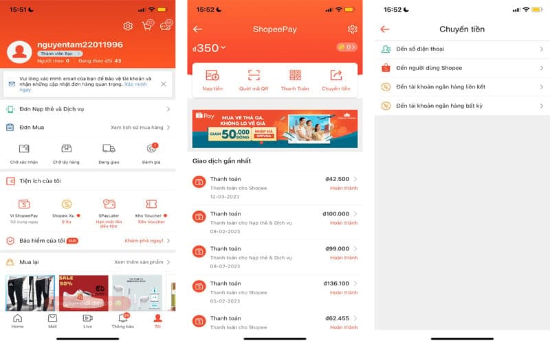 chi tiết từng bước rút tiền ví shopee