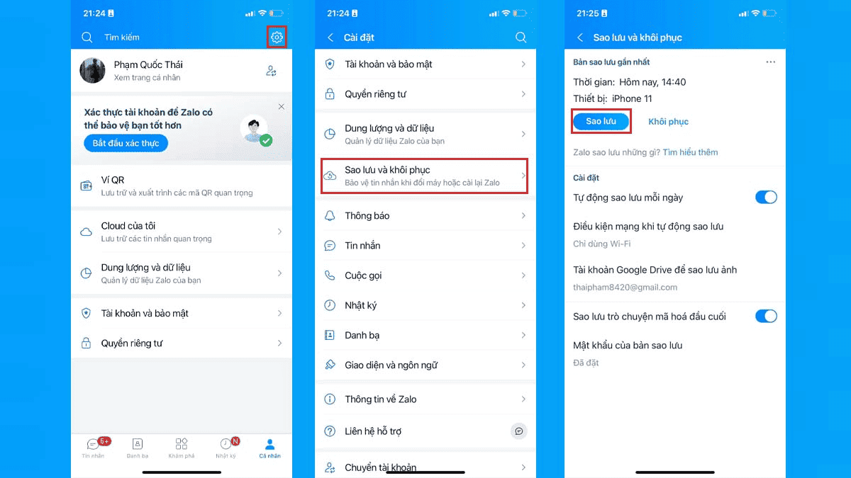 cách khôi phục tin nhắn zalo trên ios