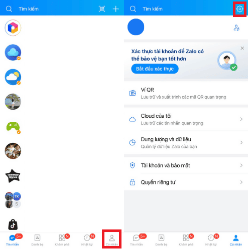 cách khóa tài khoản zalo bước 1