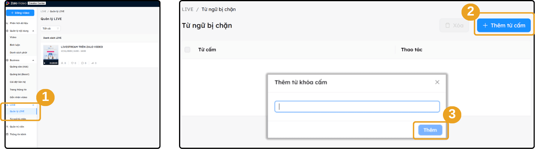 Hướng dẫn livestream Zalo gắn giỏ hàng Mini App