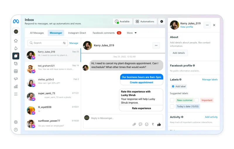 quản lý tin nhắn fanpage bằng meta business suite