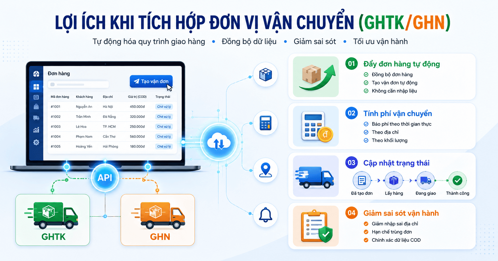 Tích hợp đơn vị vận chuyển (GHTK/GHN)