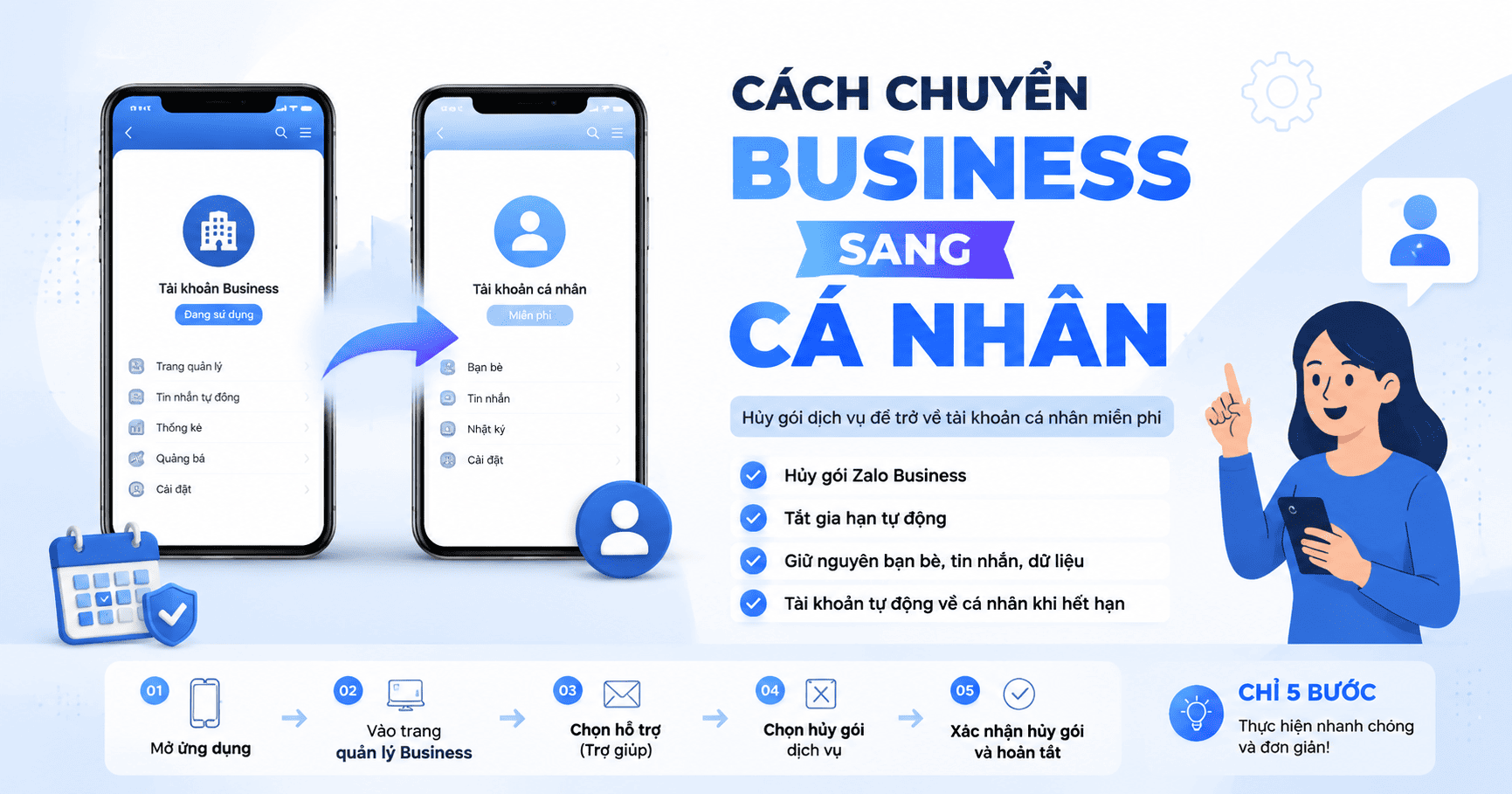 chuyển zalo business sang cá nhân