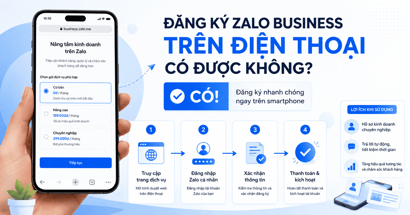 đăng ký zalo business trên điện thoại