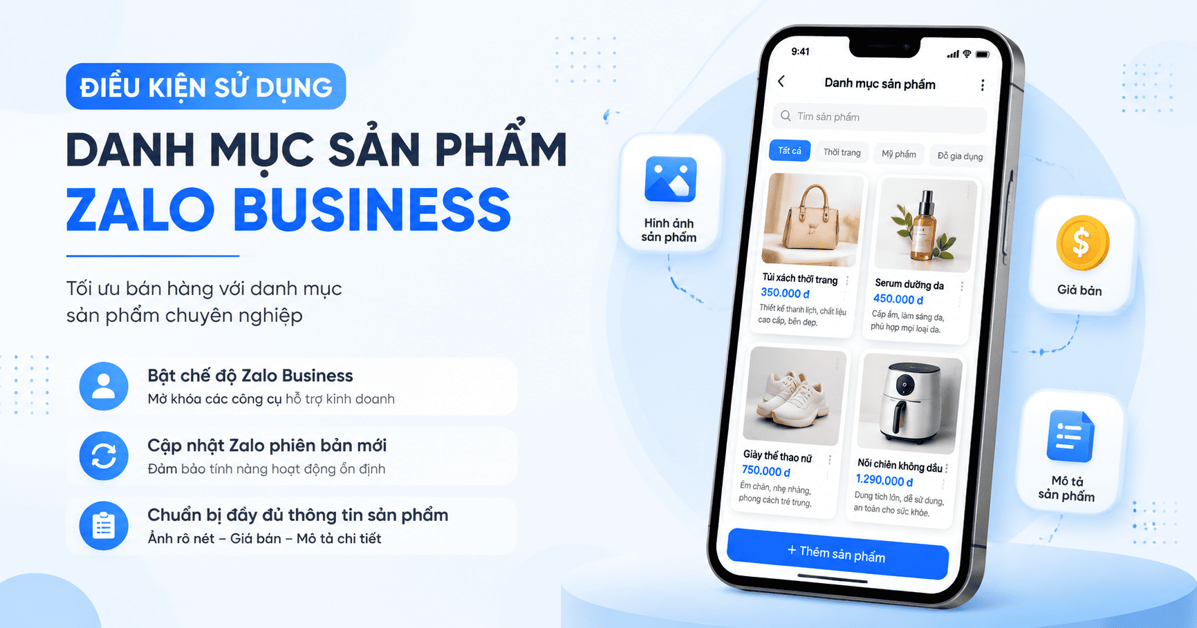 danh mục sản phẩm zalo business