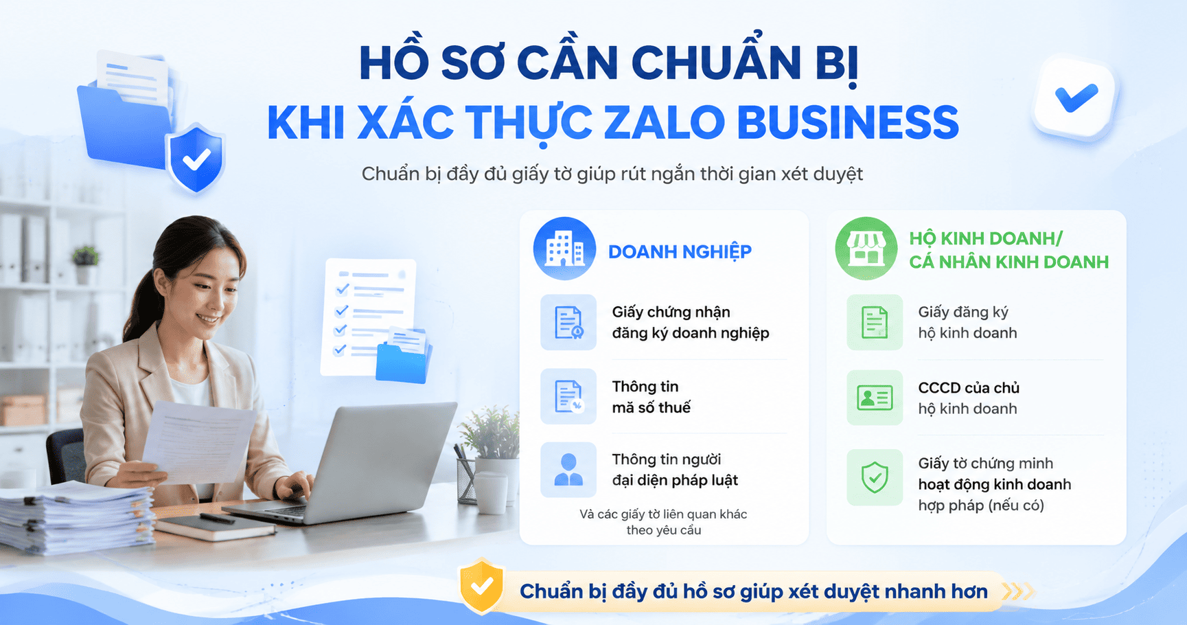 xác thực tài khoản zalo business