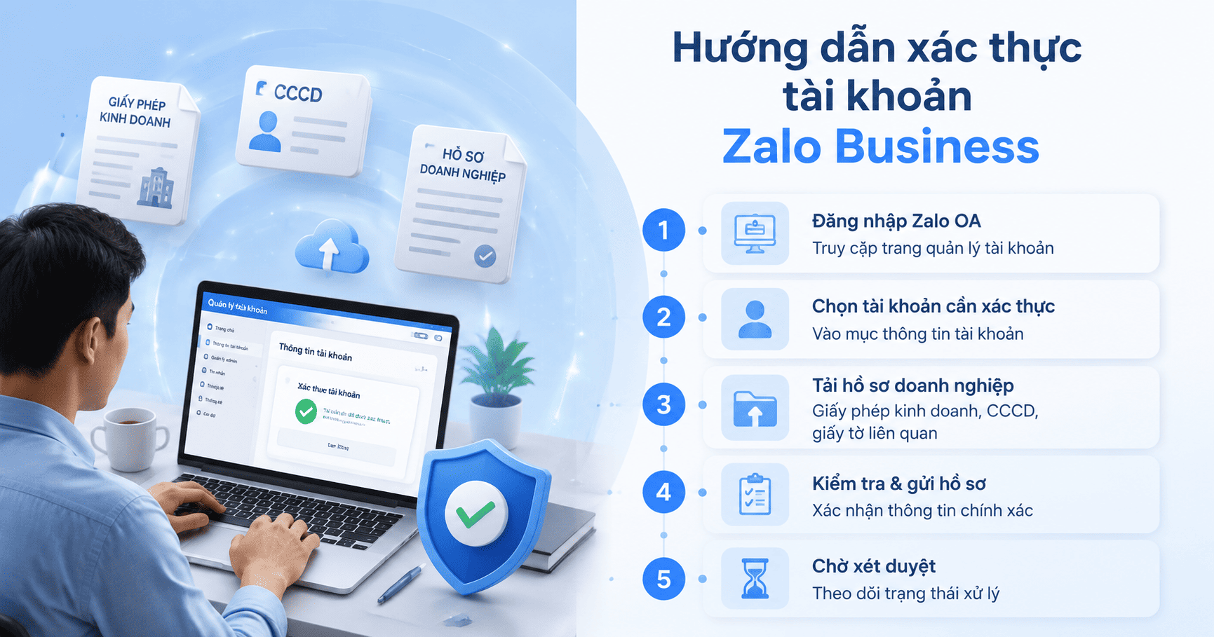 xác thực tài khoản zalo business