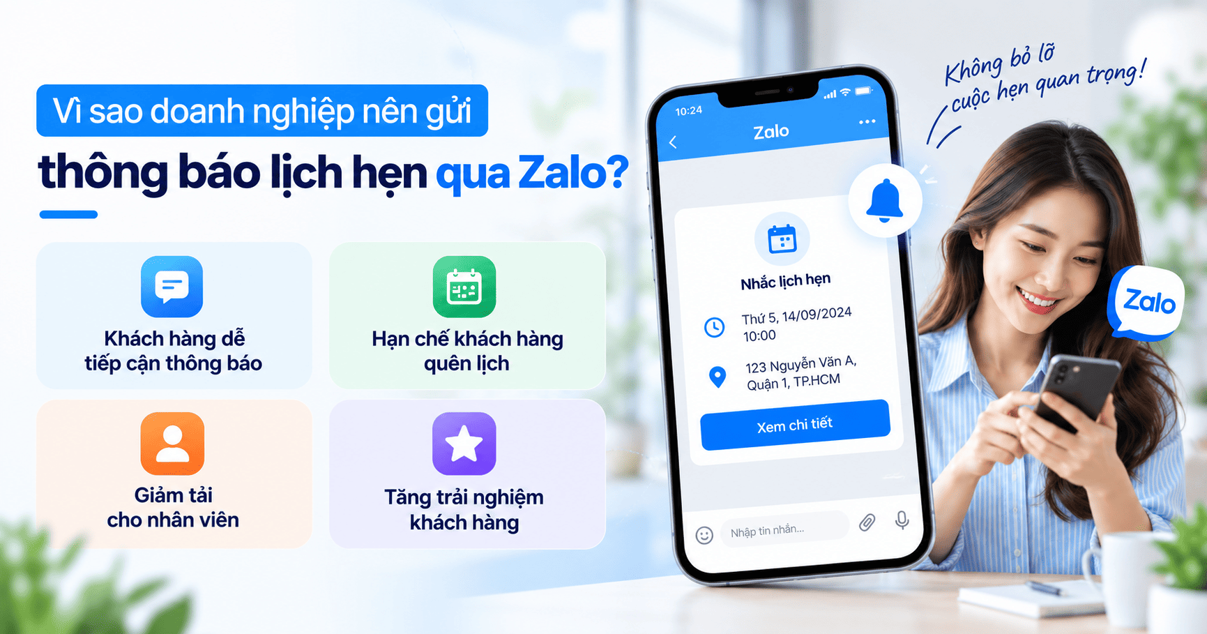 Thông báo lịch hẹn qua Zalo