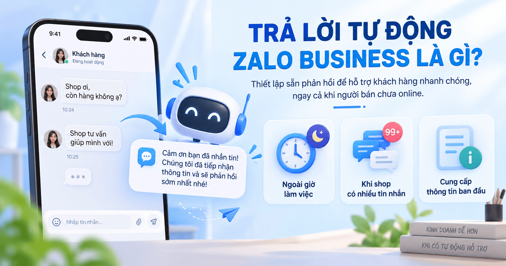 trả lời tự động zalo business