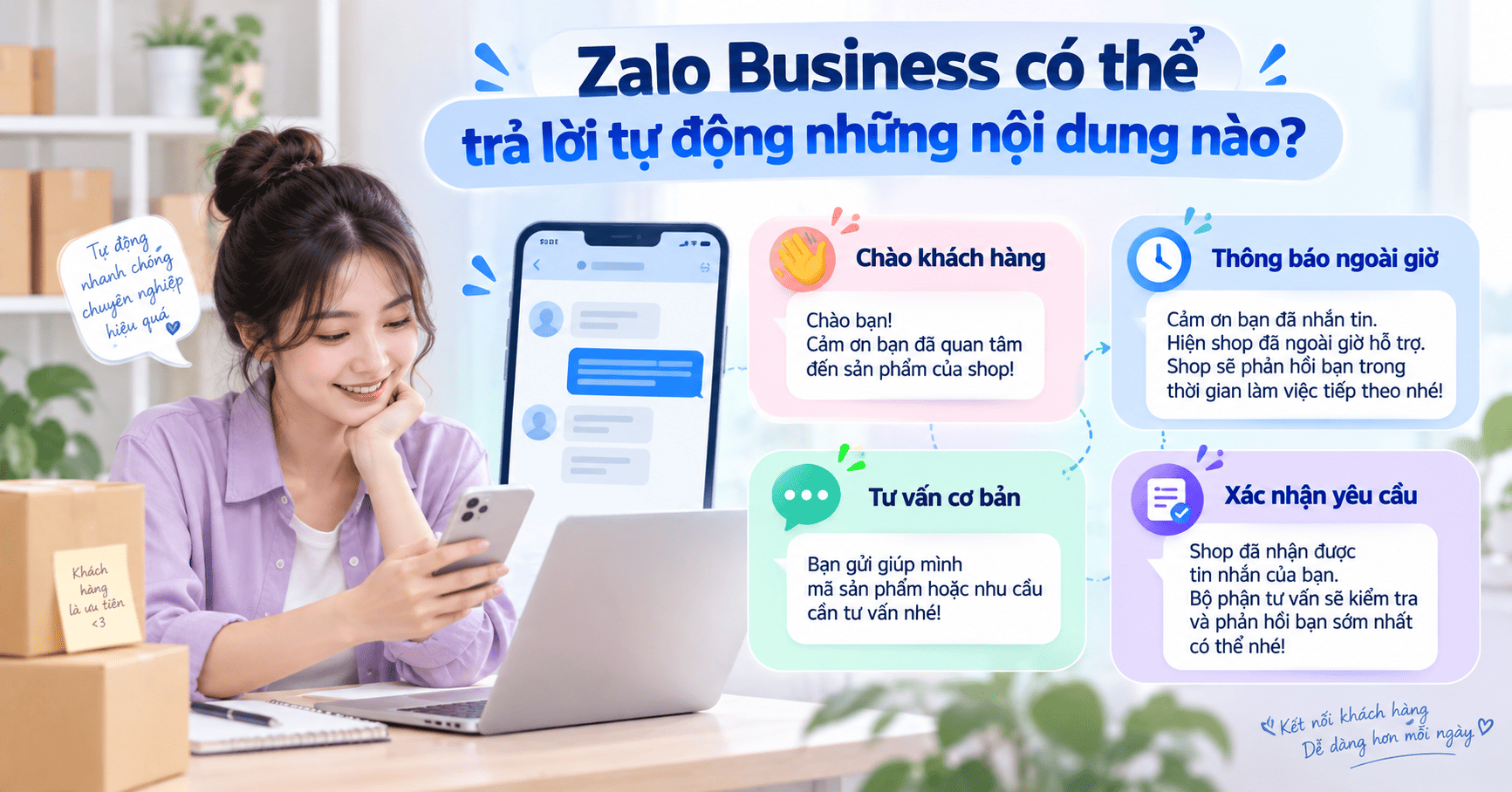 trả lời tự động zalo business