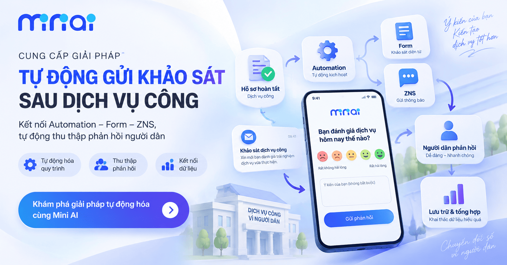 Tự động gửi khảo sát sau dịch vụ công